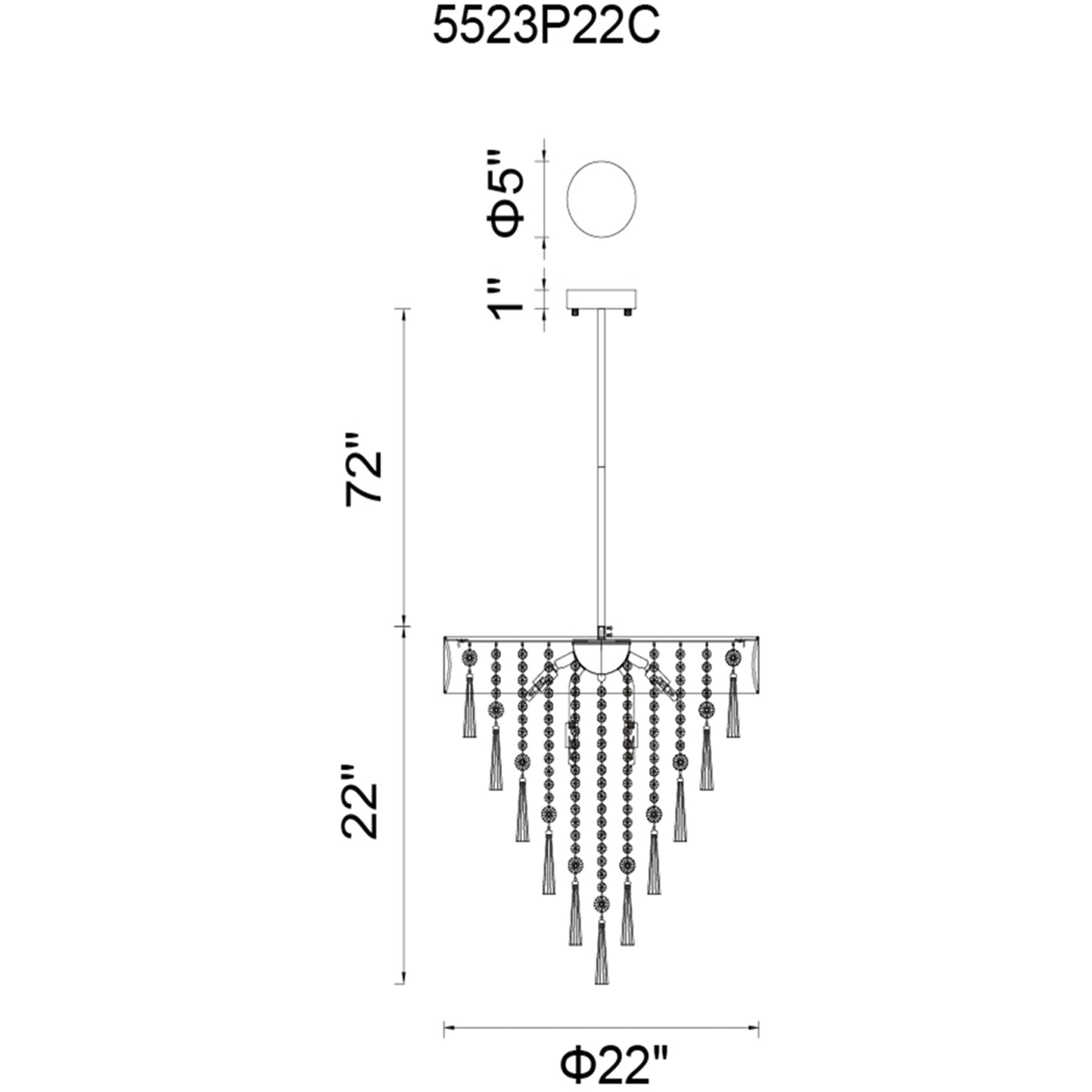 Franca 8 Light 22 inch Chrome Drum Shade Chandelier Ceiling Light in Black