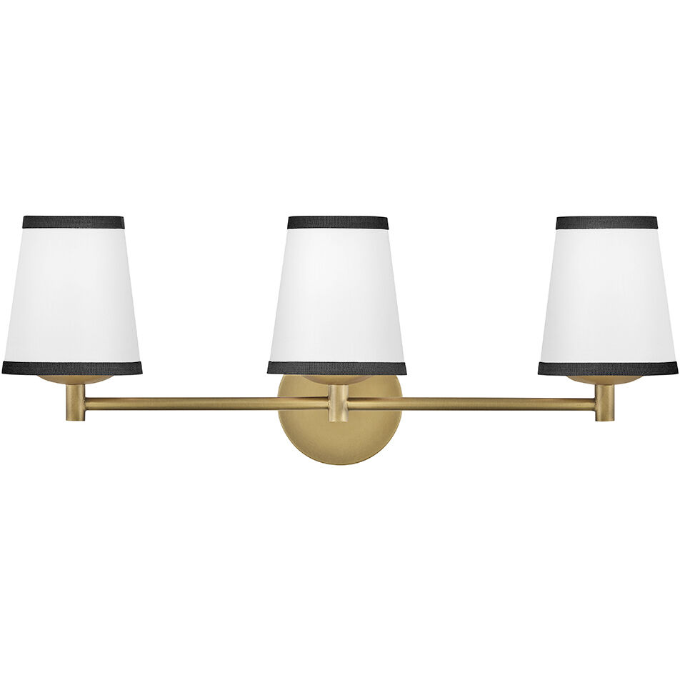 Sonia 3 Light 24.25 inch Lacquered Brass Bath Light Wall Light
