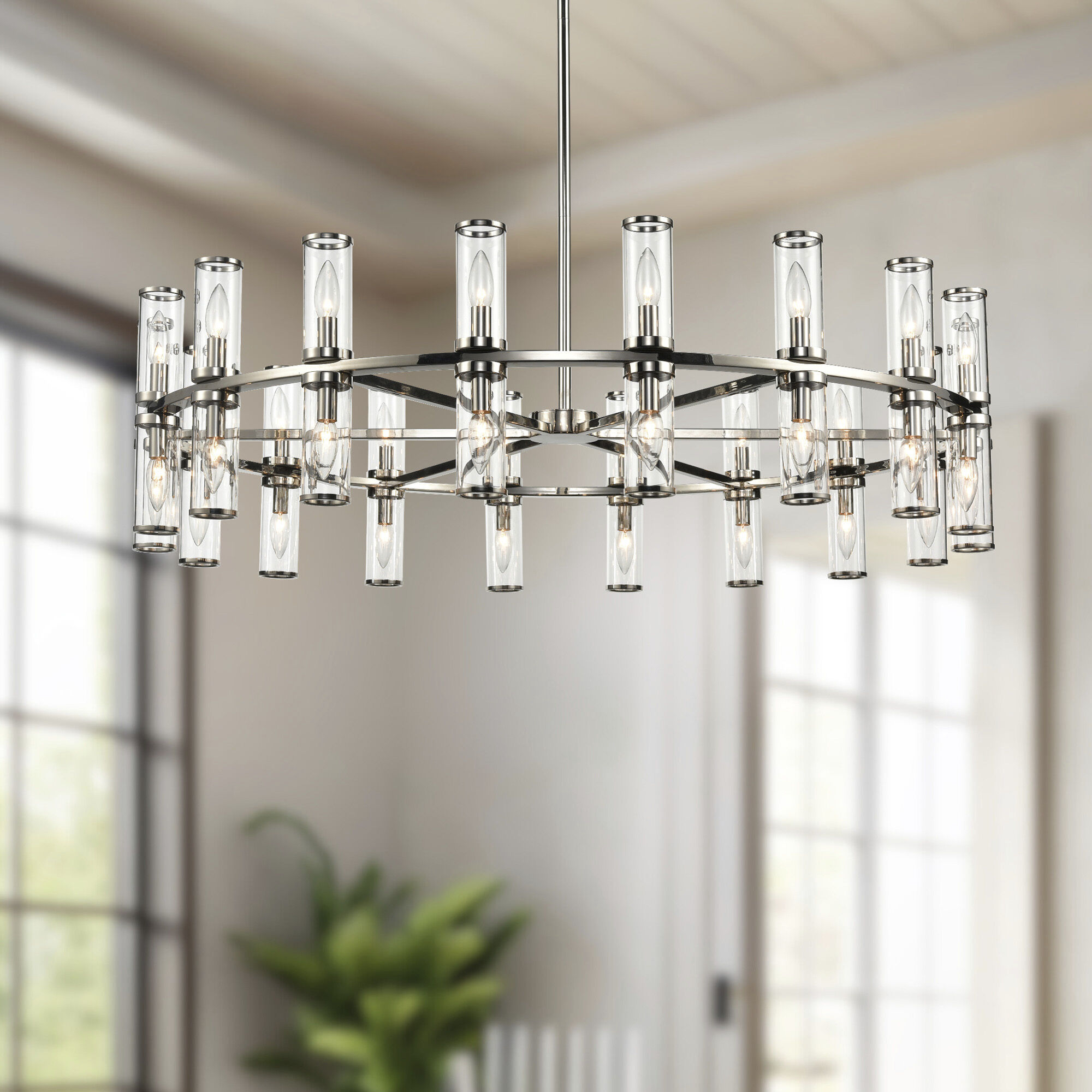 Revolve 36 Light 48.13 inch Clear Glass/Polished Nickel Chandelier Ceiling Light