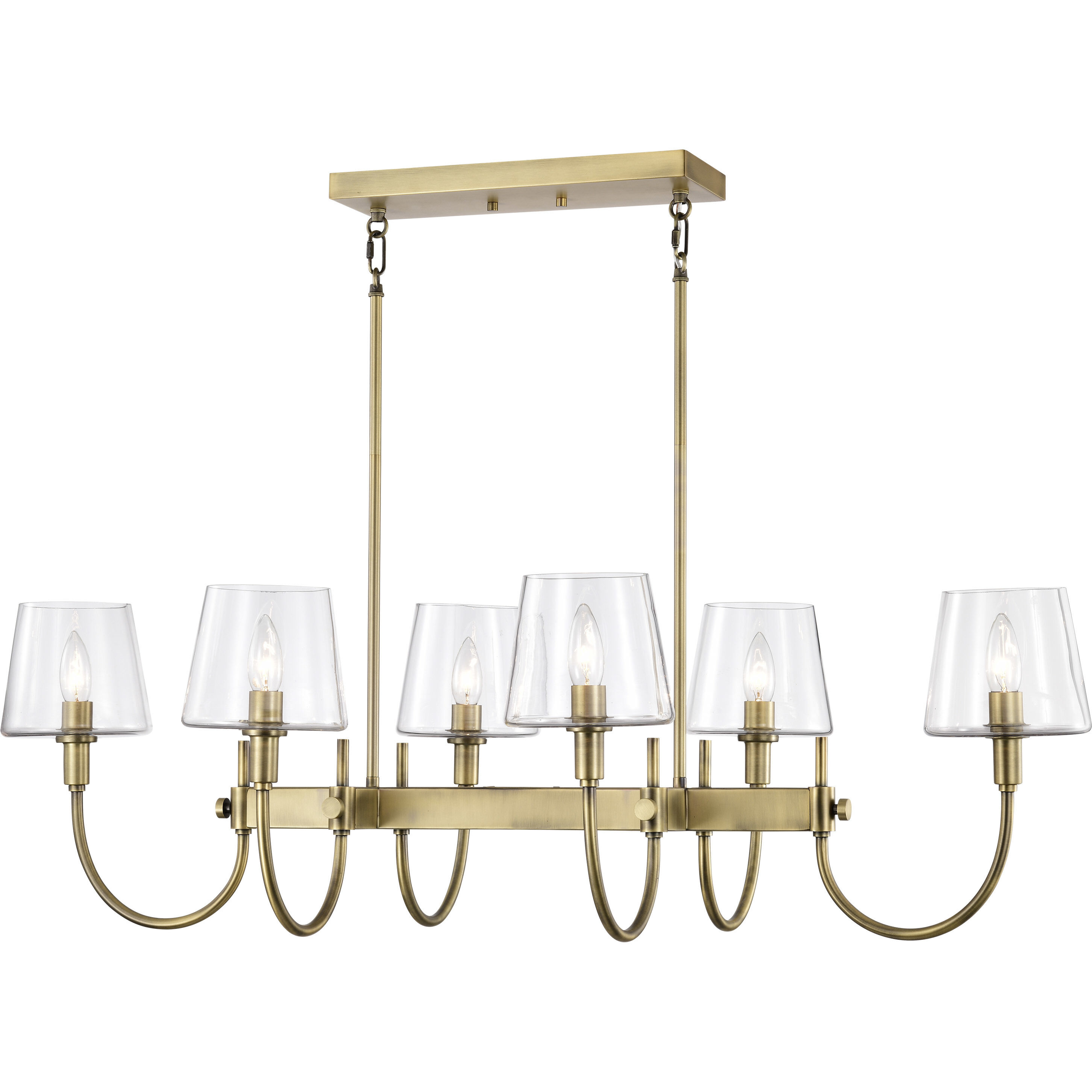 Brookside 6 Light 25 inch Vintage Brass Island Pendant Ceiling Light