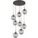 Aster Incandescent 8 Light Flat Bronze Chandelier Ceiling Light, Round Multi-Port