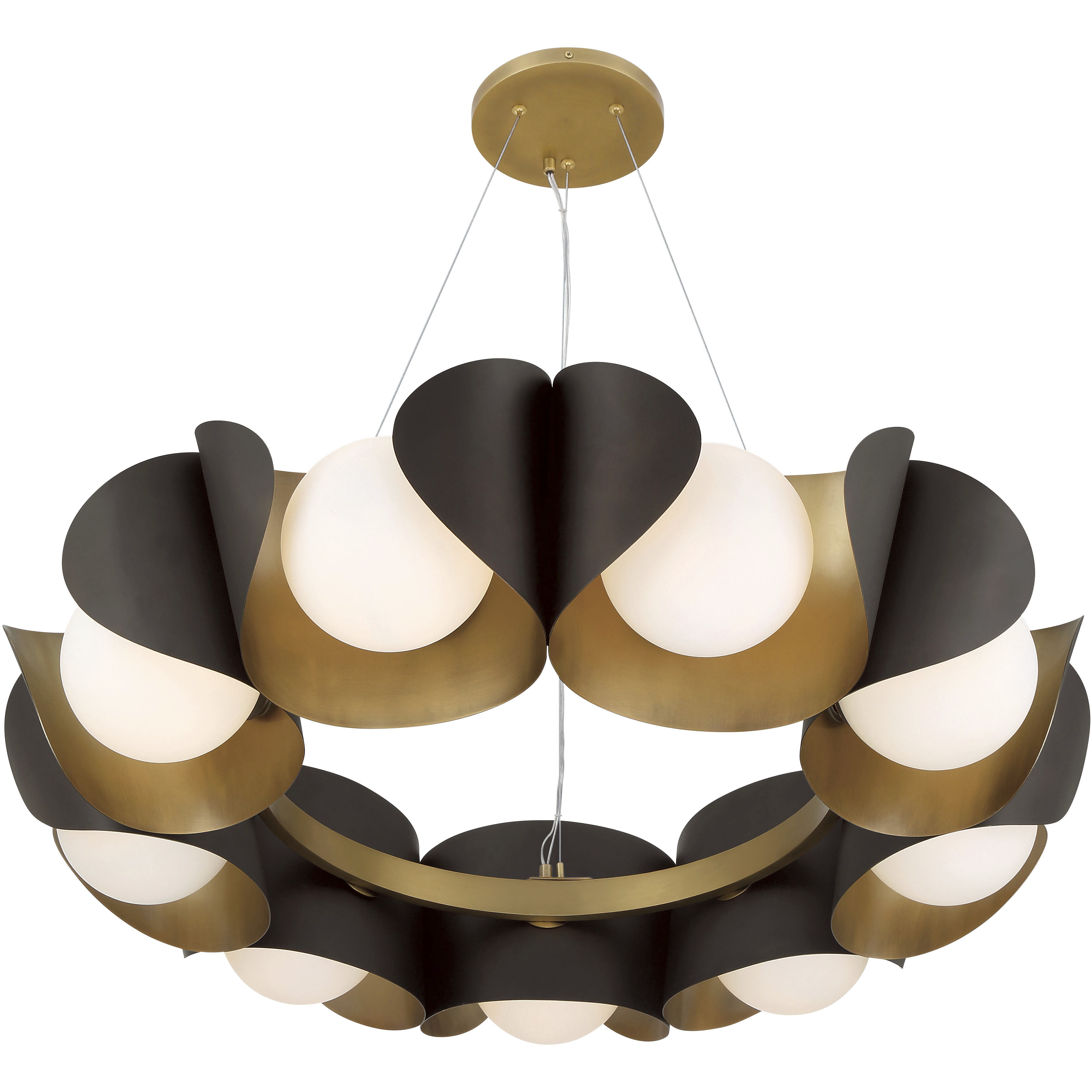 Flare 9 Light 34.25 inch Legacy Brass and Dark Bronze Pendant Ceiling Light