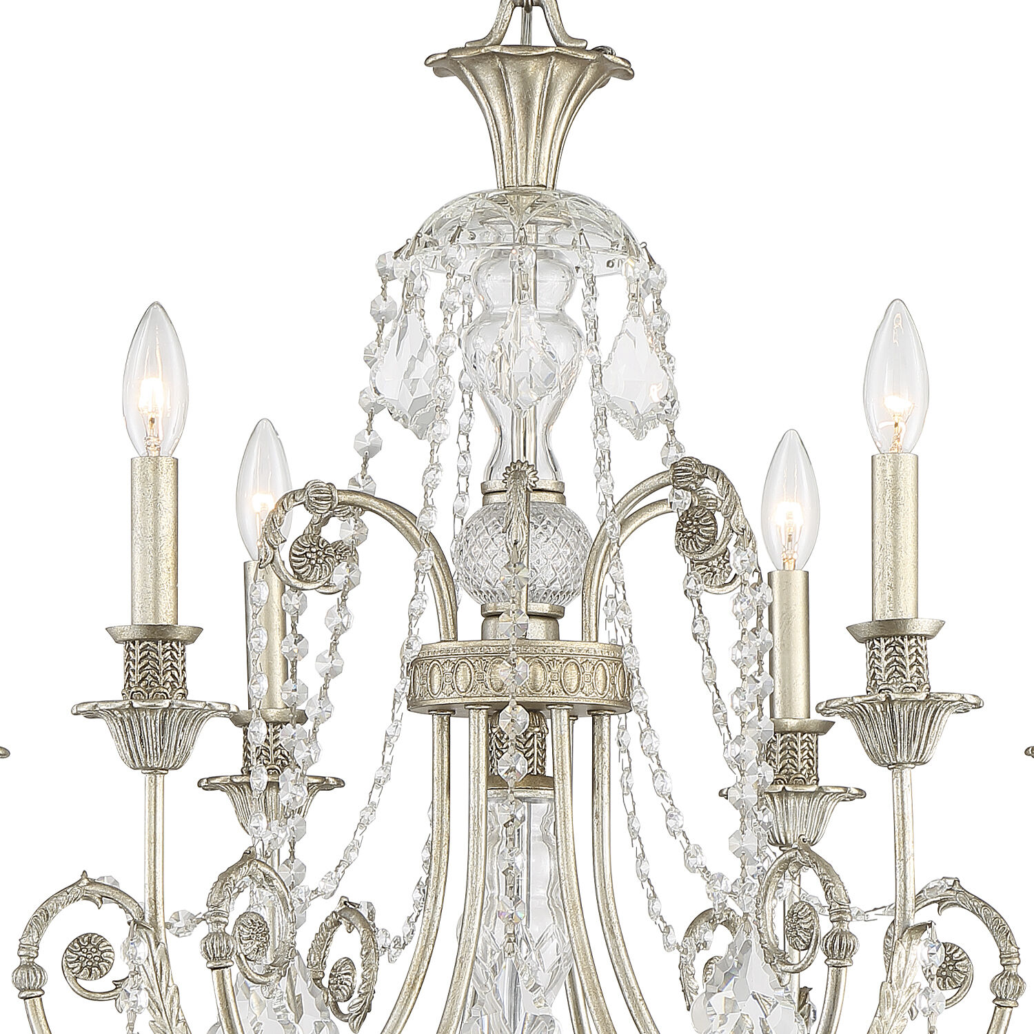 Regis 6 Light 26 inch Olde Silver Chandelier Ceiling Light in Clear Hand Cut