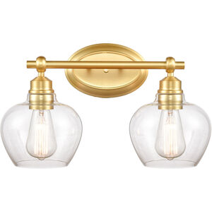 Amina LED 17 inch Satin Gold Bath Vanity Light Wall Light in Clear Glass