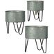 Acoma Galvanized Silver/Black Outdoor Planter, Set of 3