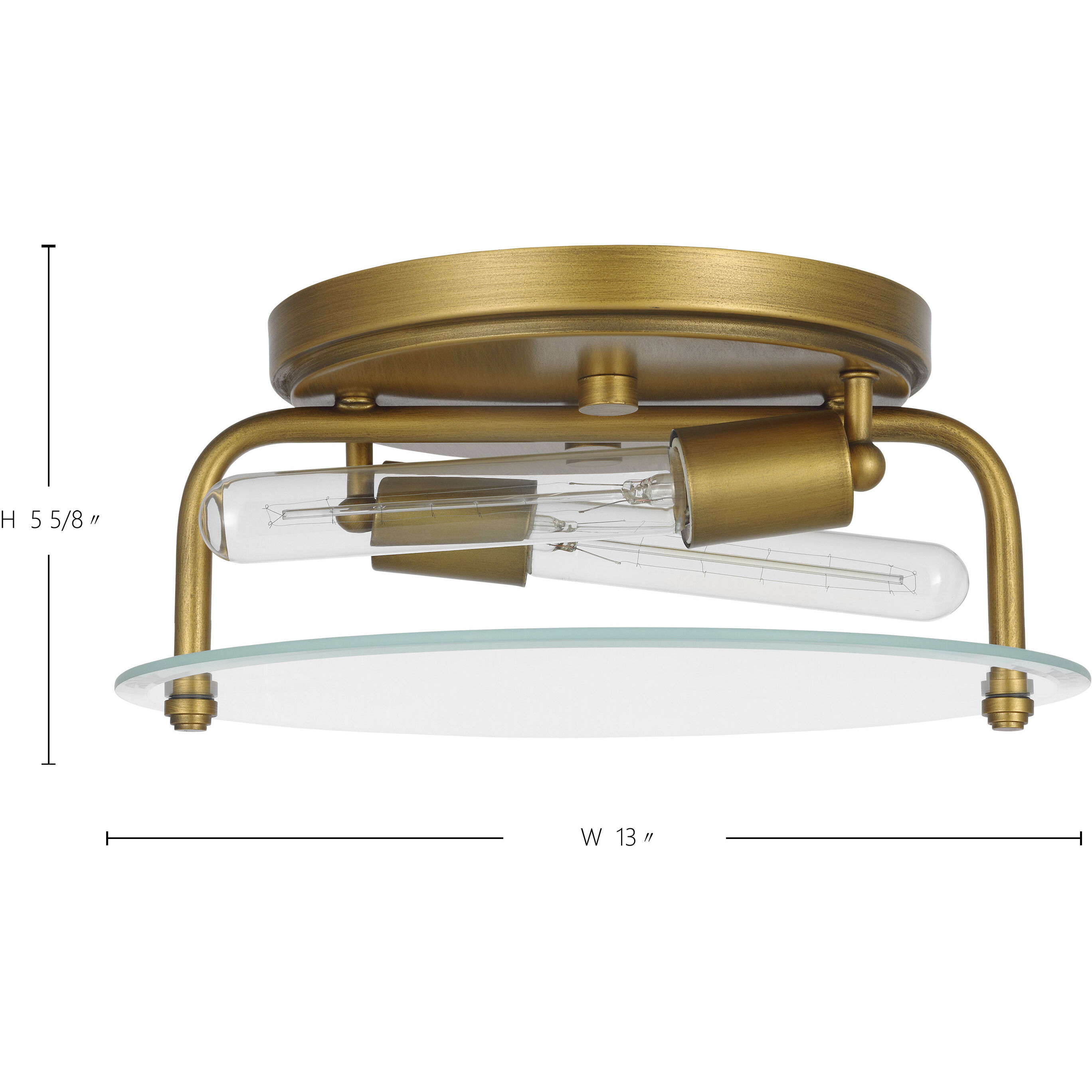 Teton 2 Light 13 inch Natural Brass Flush Mount Ceiling Light