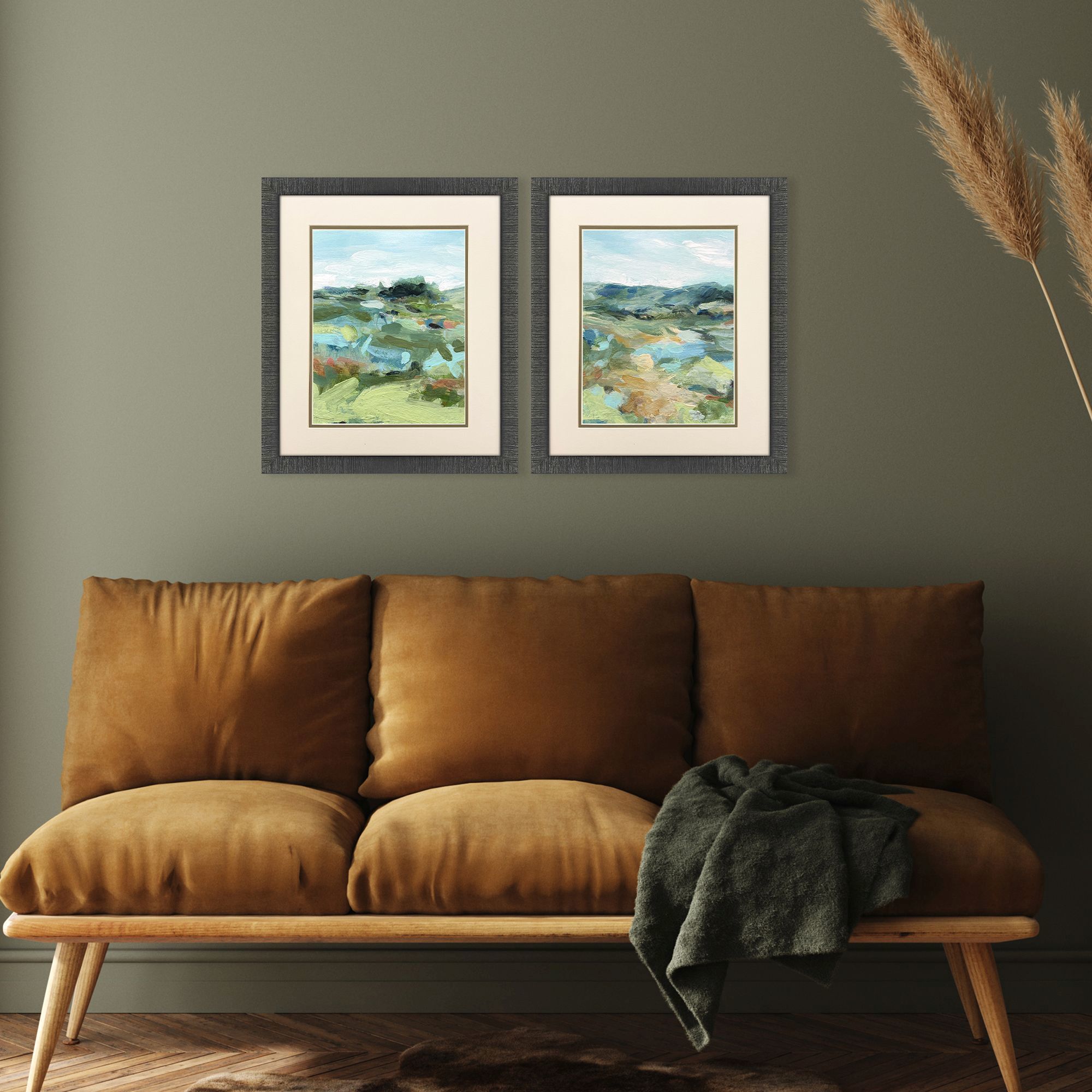 Abstract Landscape Green and Blue Framed Art, Propac