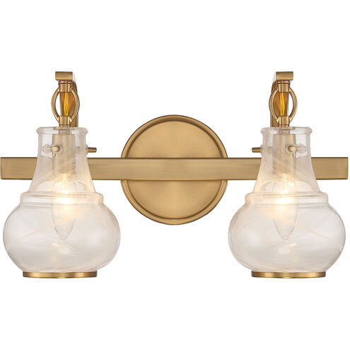 Adams 2 Light 15.5 inch Warm Brass Bathroom Vanity Light Wall Light