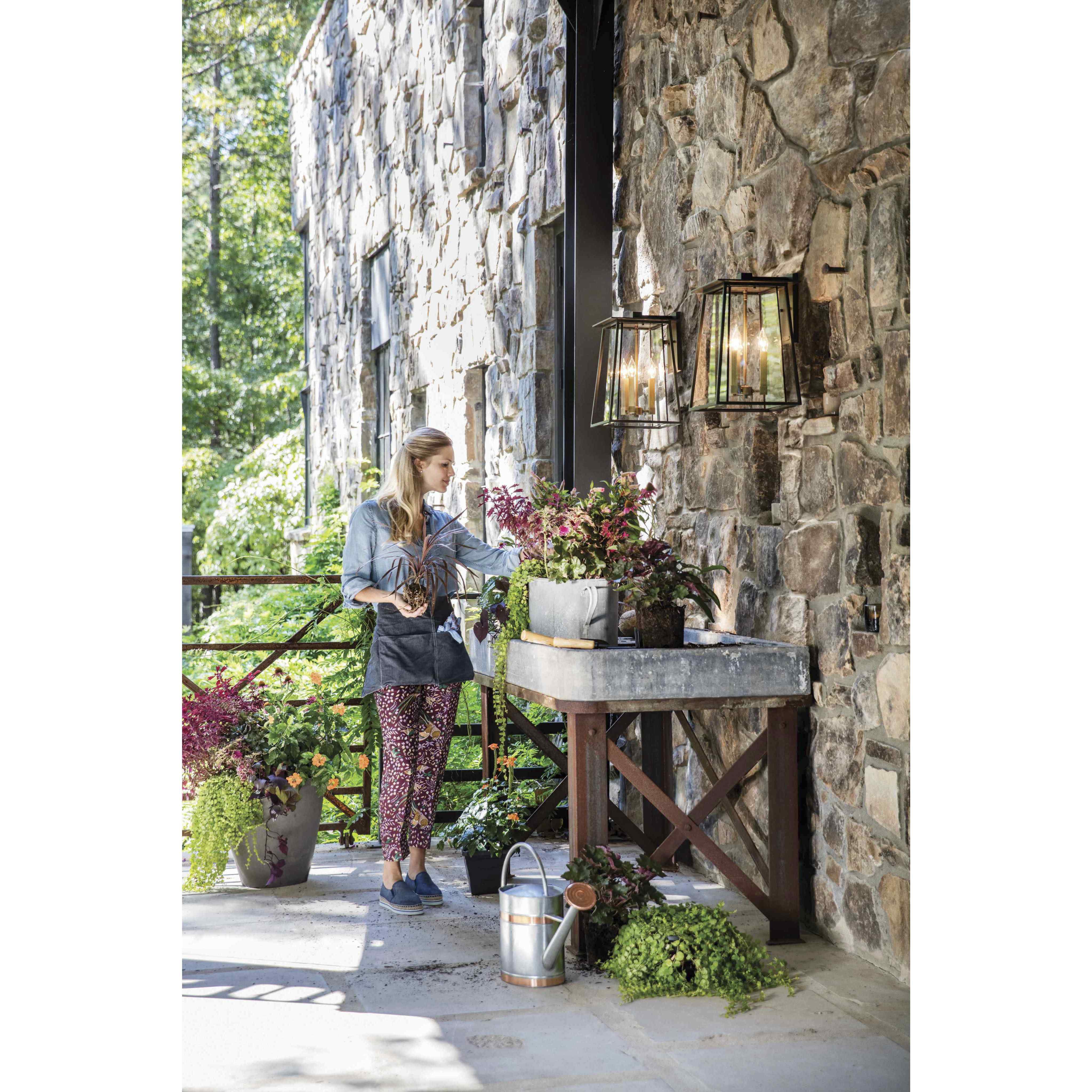 Walker LED 18 inch Buckeye Bronze with Heritage Brass Outdoor Wall Mount Lantern, Large