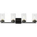 Pinn 4 Light 30 inch Black/Satin Brass Bath Vanity Wall Light