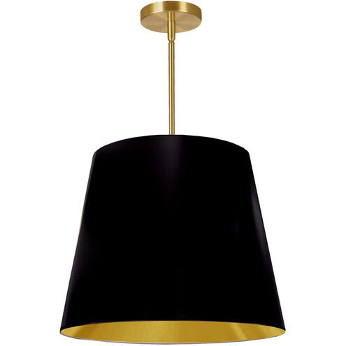 Oversized Drum 1 Light 20 inch Aged Brass Pendant Ceiling Light in Black/Gold Jewel Tone, Medium