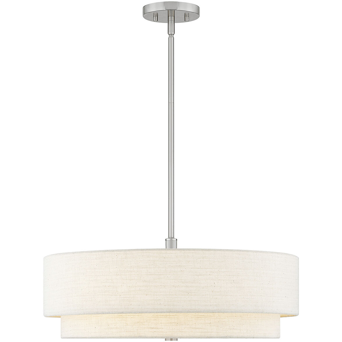 Textile Collection 5 Light 22 inch Brushed Nickel Pendant Ceiling Light in Cream, Classic Family