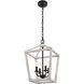 Gage 4 Light 12 inch Weathered White and Black Pendant Ceiling Light