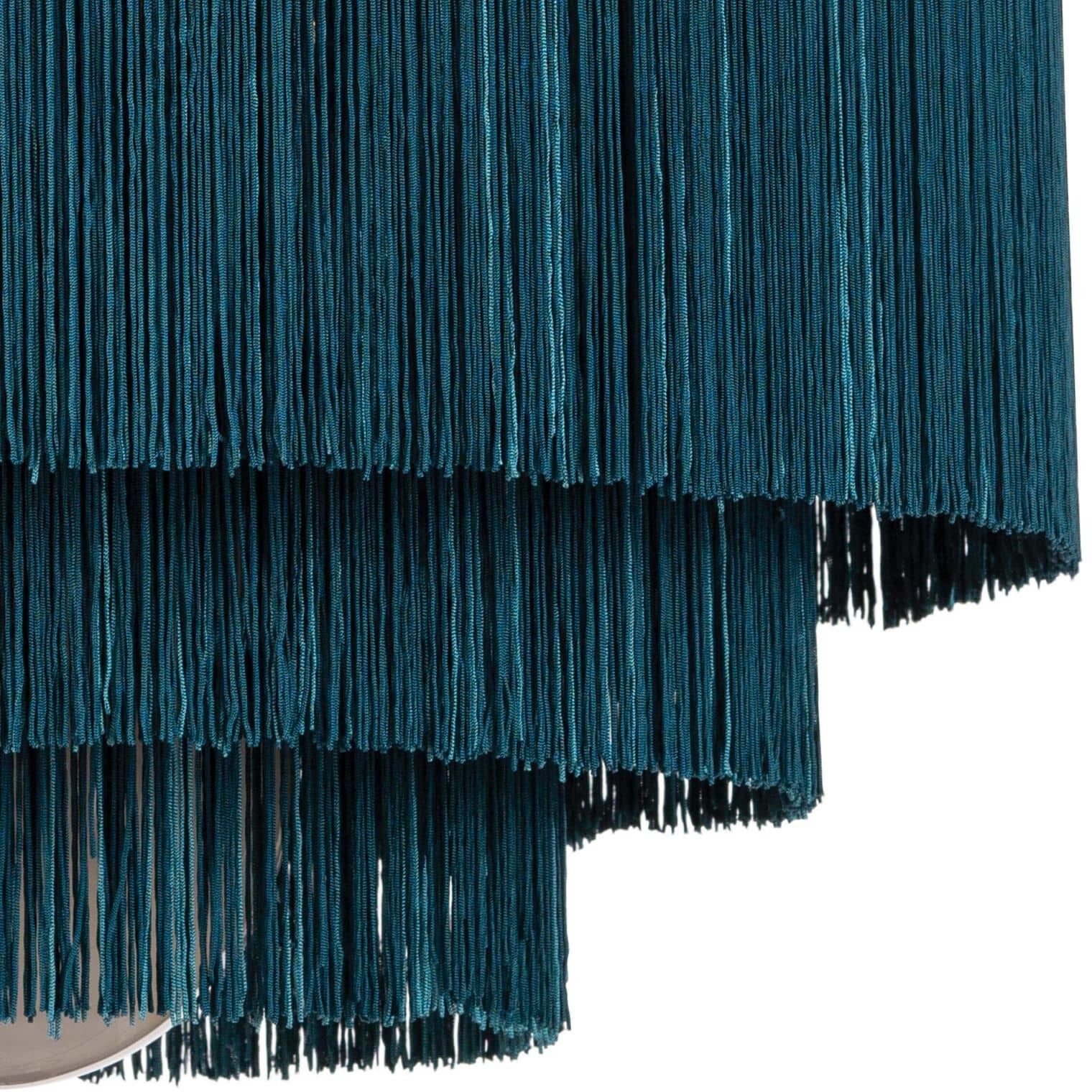 Cabaret Fringe 3 Light 26 inch Blue Chandelier Ceiling Light