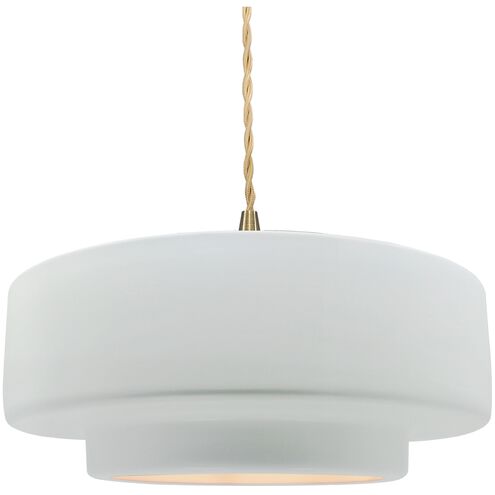 Radiance 1 Light 14.5 inch Gloss White and Brushed Brass Pendant Ceiling Light