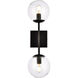 Neri 2 Light 7 inch Black Bath Sconce Wall Light