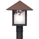 Evergreen 1 Light 12 inch Slate Post Mount in Almond Mica, Classic Arch Overlay
