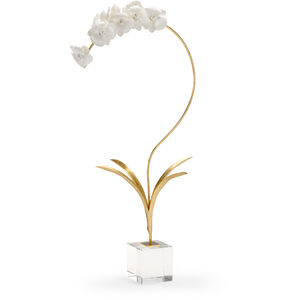 Chelsea House Antique Gold Leaf/Matte White Glaze/Clear Orchid on Stand Accent