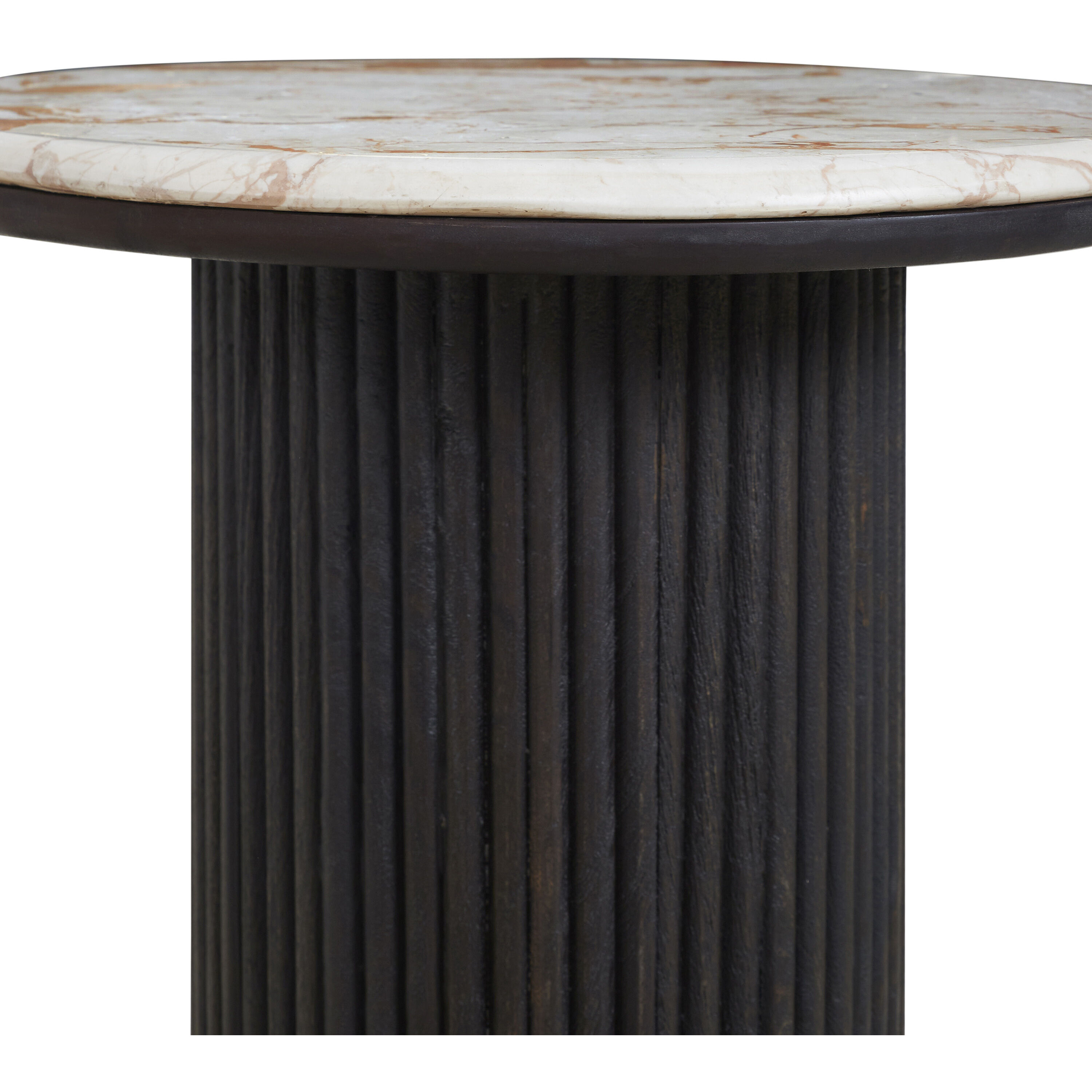 Alessio 24 X 18 inch Walnut and White Marble Side Table