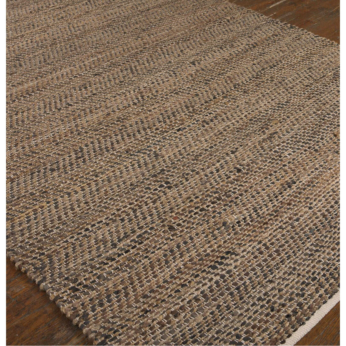 Tobais 96 X 60 inch Rescued Leather and Hemp Rug, 5ft x 8ft