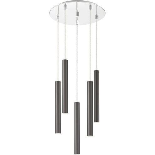 Forest LED 13.5 inch Chrome Chandelier Ceiling Light in Pearl Black Steel, 14