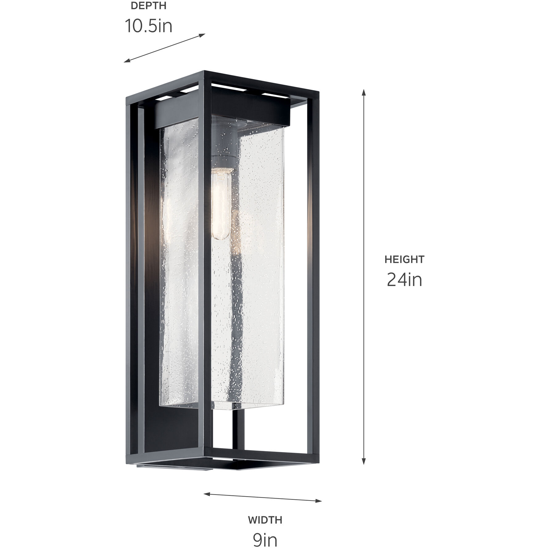 Kichler 59063BSL Mercer 1 Light 24 inch Black with Silver Highlights Outdoor Wall Sconce Large