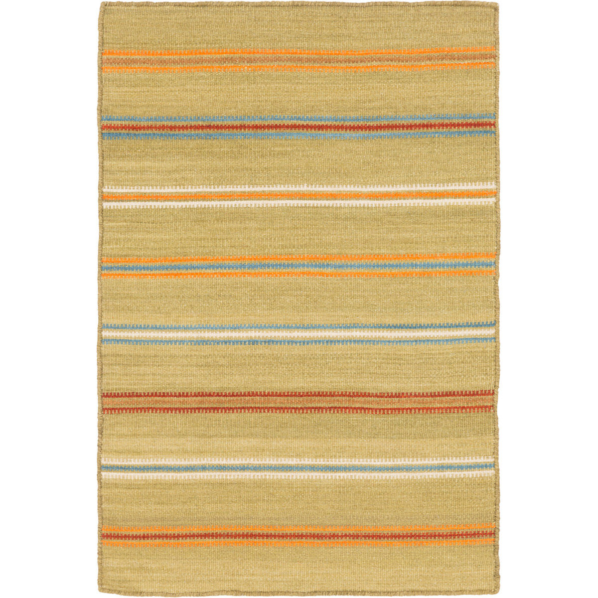 Miguel 36 X 24 inch Green and Blue Area Rug, Wool and Cotton
