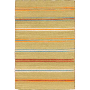 Miguel 36 X 24 inch Green and Blue Area Rug, Wool and Cotton