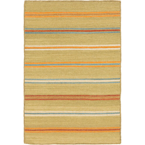 Miguel 36 X 24 inch Green and Blue Area Rug, Wool and Cotton