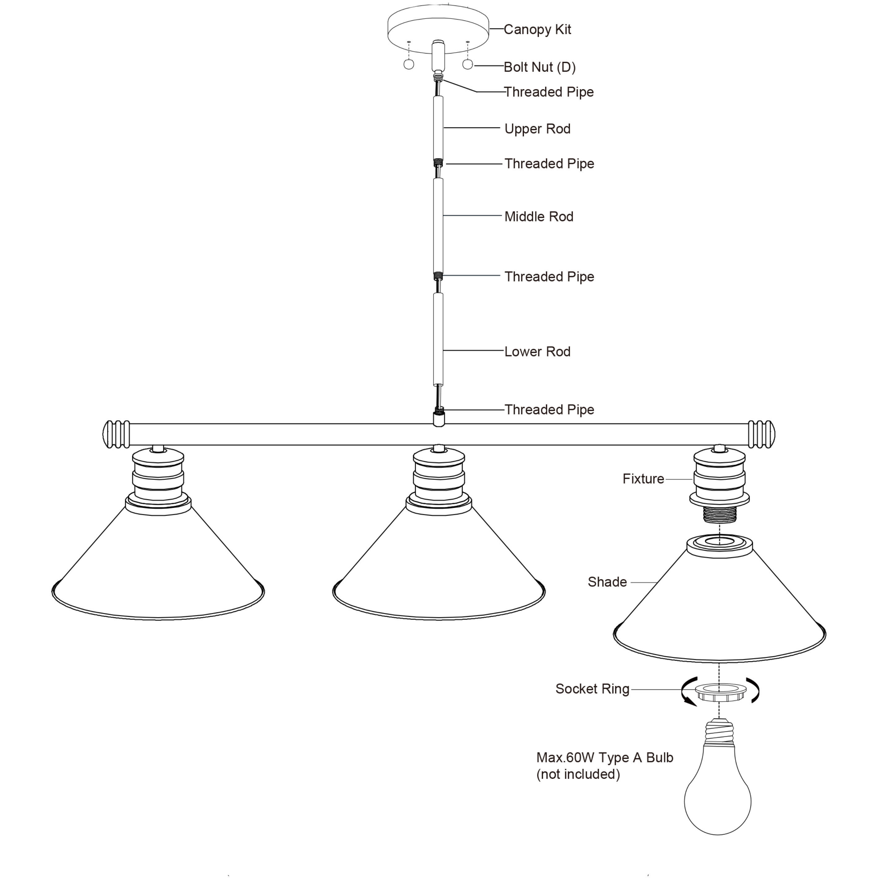 Akron LED 35.75 inch Oil Rubbed Bronze Linear Chandelier Ceiling Light