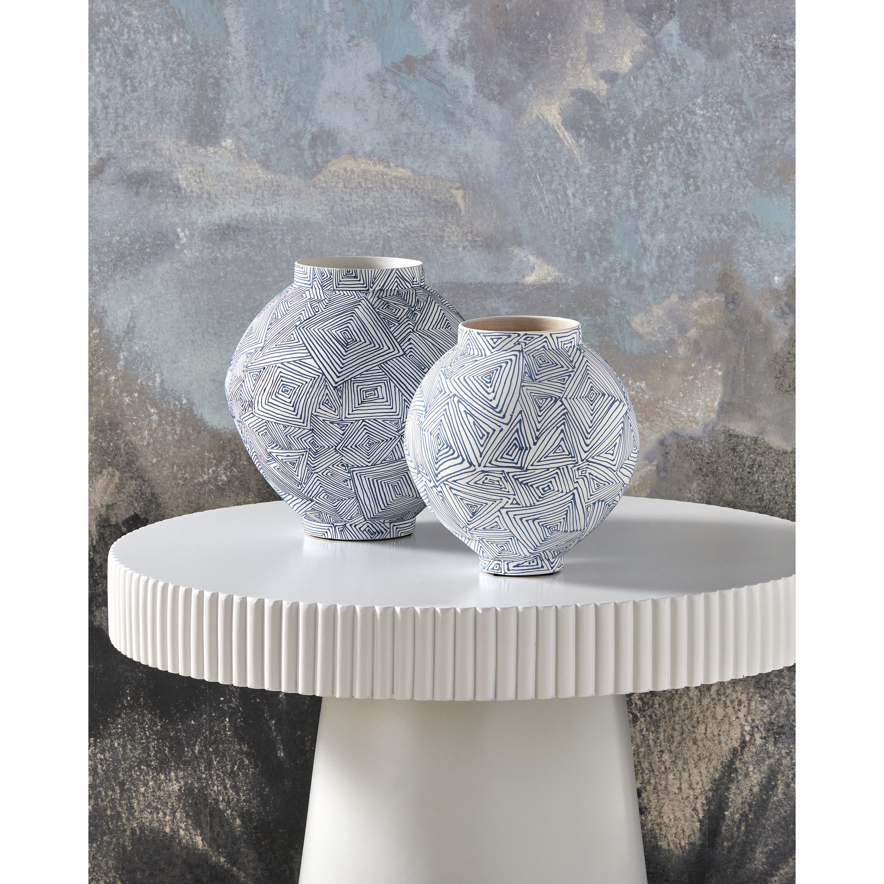 Blue Zag 12 X 12 inch Vase, Large