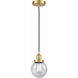Edison Beacon 1 Light 6 inch Satin Gold Mini Pendant Ceiling Light