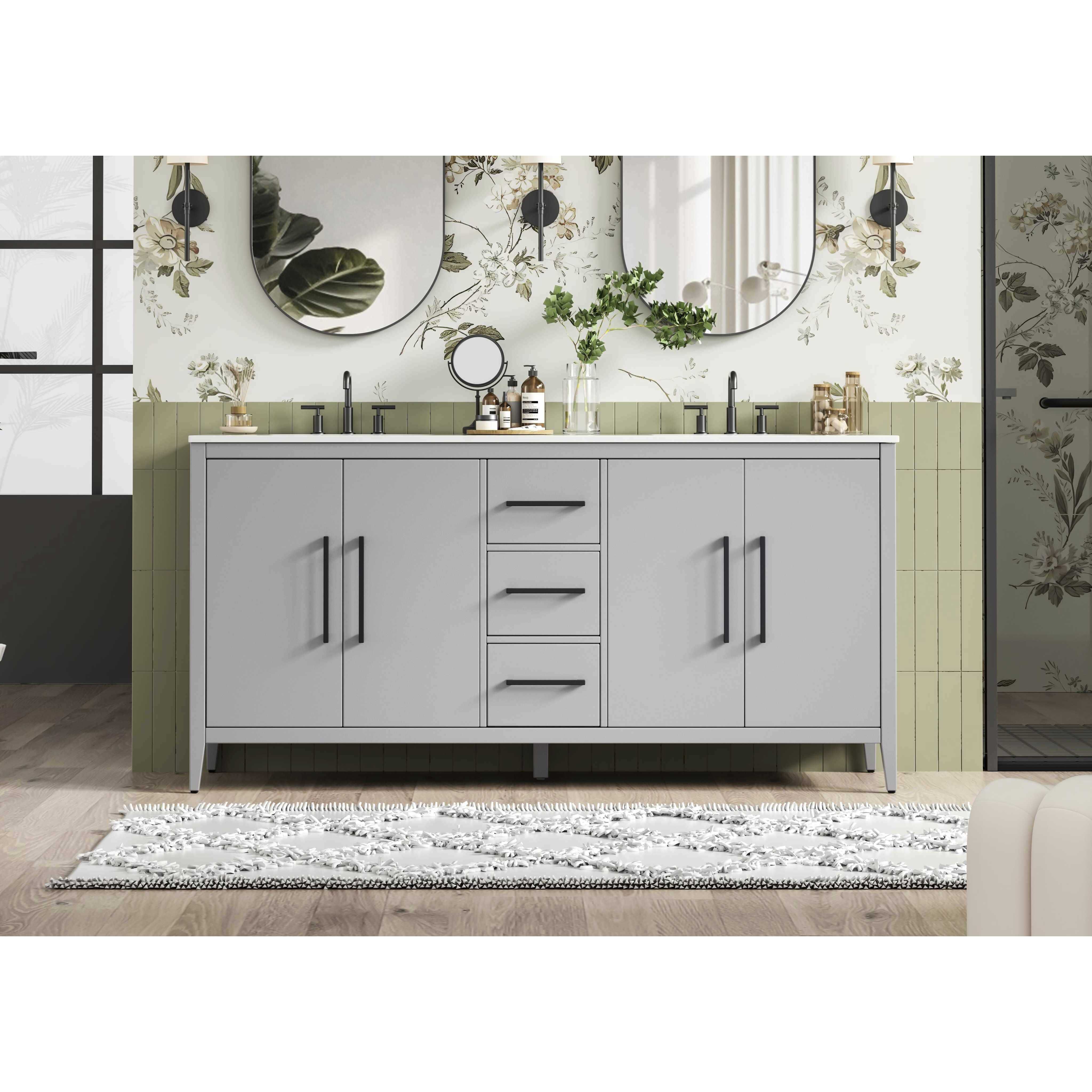 Millie 72 X 35 inch Grey Bathroom Vanity Cabinet
