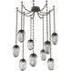 Meteo 9 Light 17 inch Flat Bronze Swag Multi-Pendant Ceiling Light in Smoke, Diamond Chain