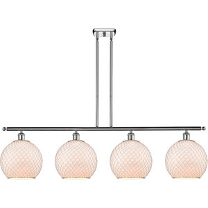 Ballston Large Farmhouse Chicken Wire LED 48 inch Polished Chrome Island Light Ceiling Light in White Glass with Nickel Wire, Ballston