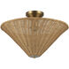 Alora Mood Bridgette 1 Light 16.38 inch Brushed Gold/Rattan Semi-Flush Mount Ceiling Light in Brushed Gold and Rattan, Rattan Shade