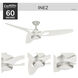 Inez 60 inch Brushed Nickel with Fresh White Blades Outdoor Ceiling Fan