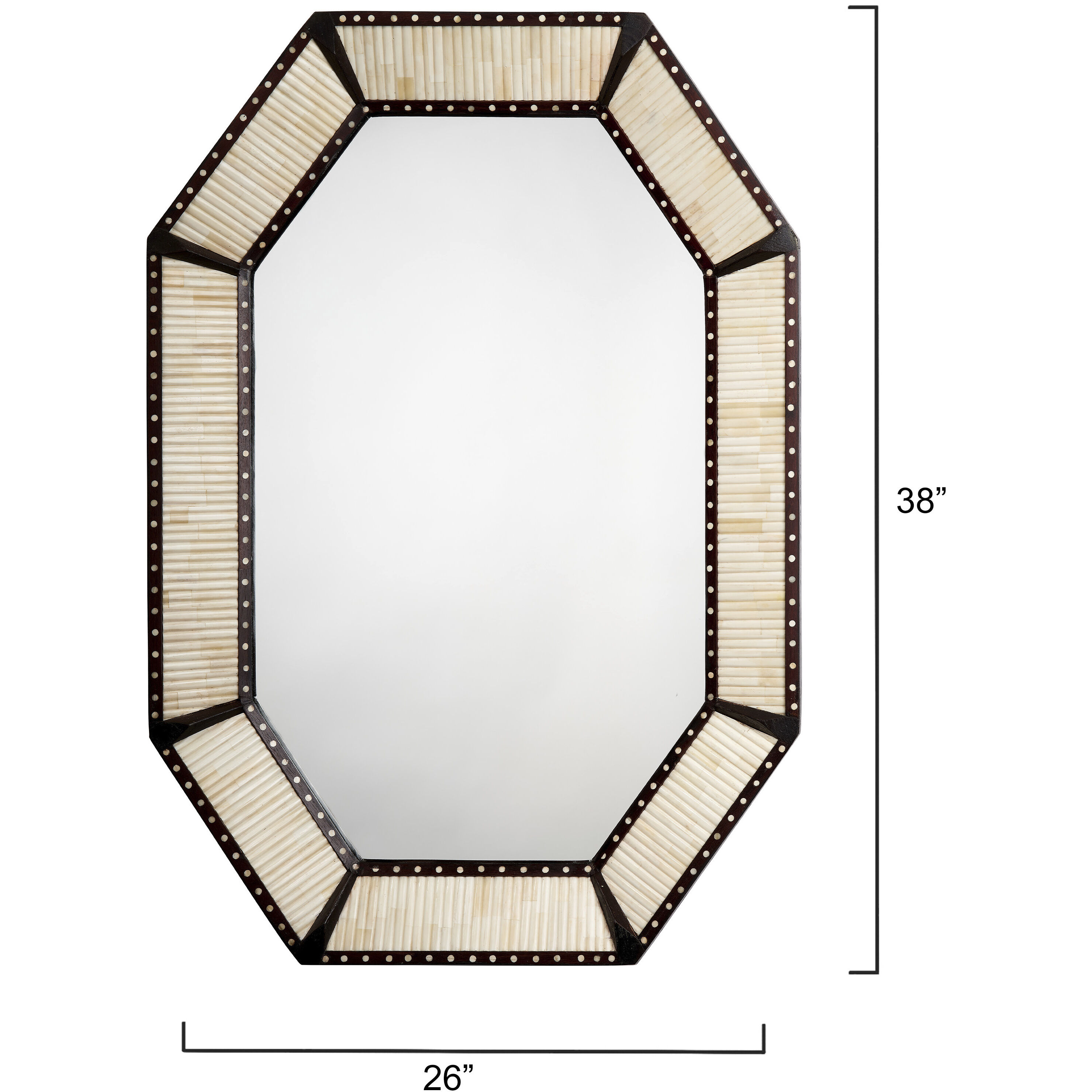 Colony 38 X 26 inch Off White Bone and Dark Brown Wood Mirror