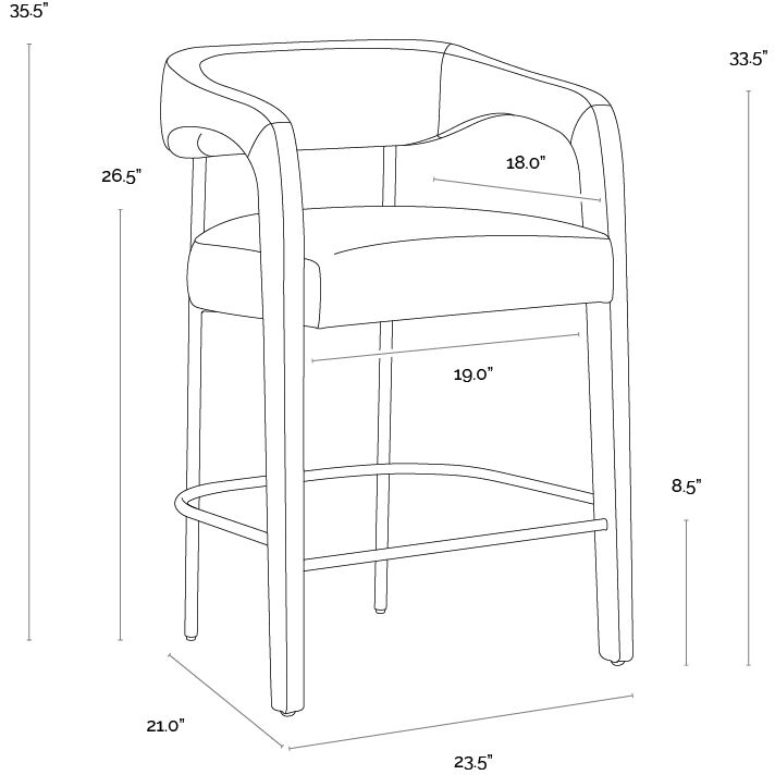 Mavia 35.5 inch Ludlow Sesame Leather Counter Stool