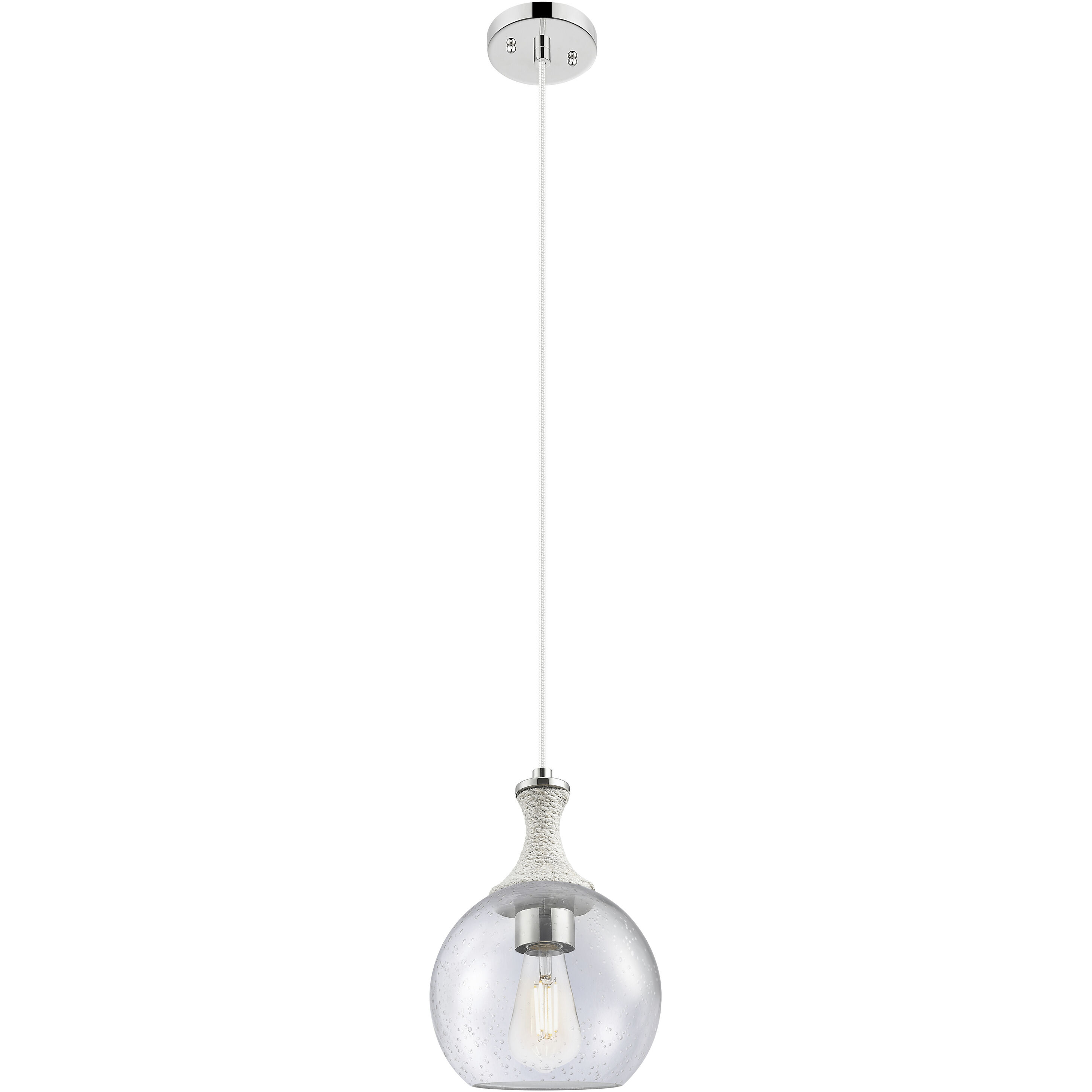Astor 1 Light 8 inch Polished Nickel Mini Pendant Ceiling Light in Seedy Glass
