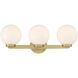 Ardeva 3 Light 22 inch Vintage Brass Bathroom Vanity Light Wall Light
