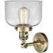 Franklin Restoration Large Bell 1 Light 8 inch Antique Brass Sconce Wall Light in Clear Glass, Franklin Restoration