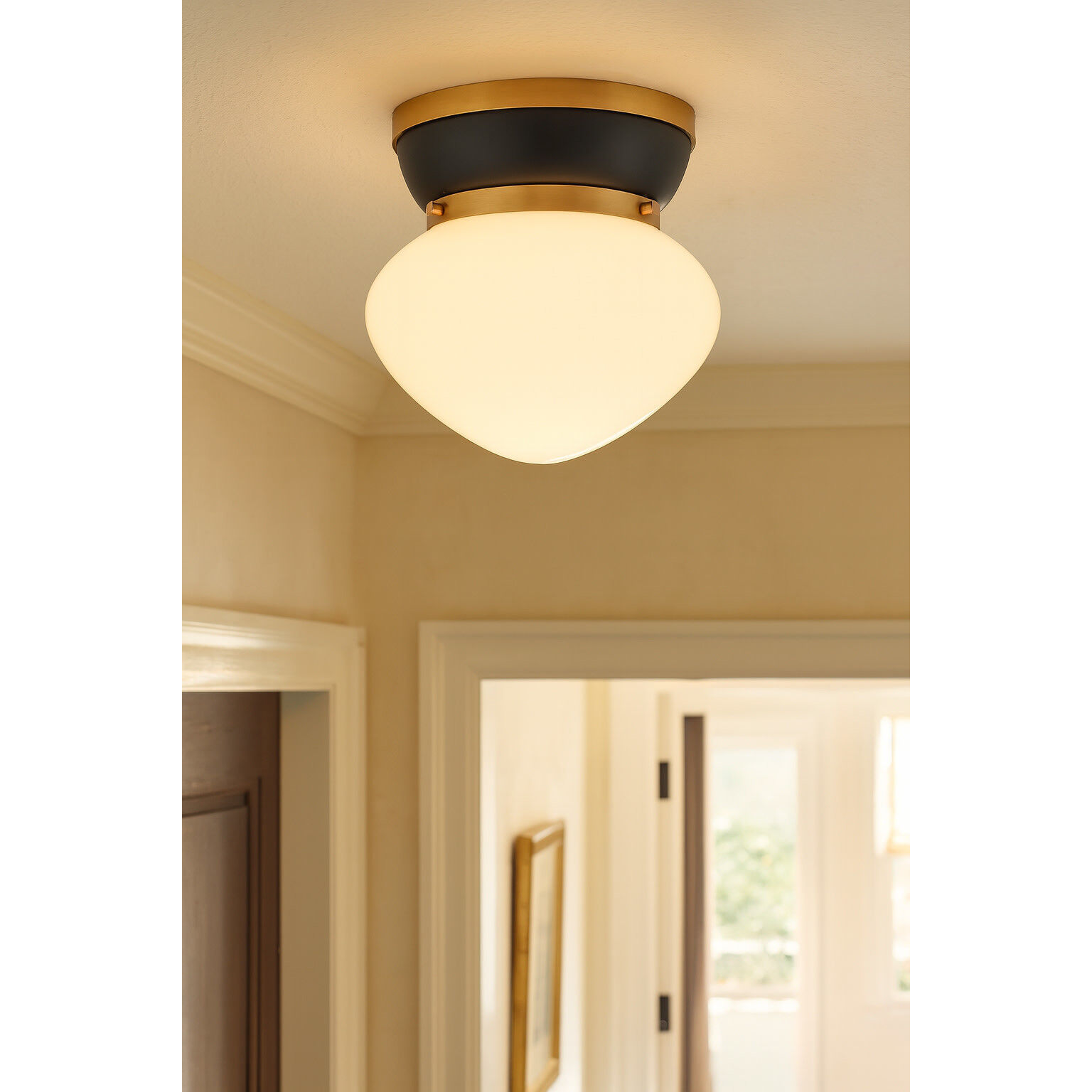 Lucy 1 Light 12 inch Black with Lacquered Brass Flush Mount Ceiling Light