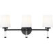 Henri 3 Light 24 inch Matte Black Bathroom Vanity Wall Light