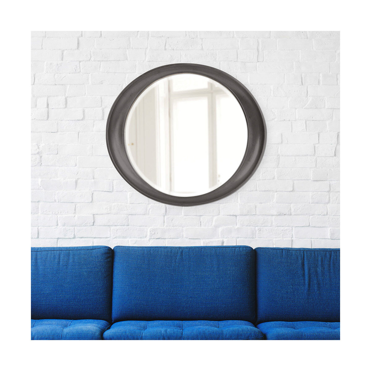 Ellipse 39 X 35 inch Glossy Charcoal Wall Mirror