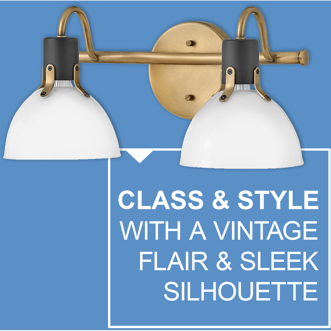 Argo 2 Light 18 inch Heritage Brass with Black Vanity Light Wall Light