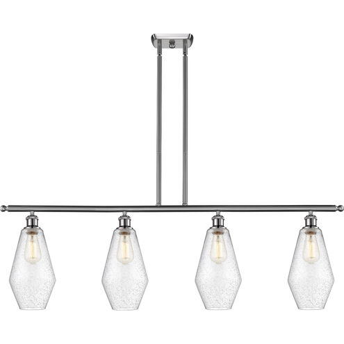 Ballston Cindyrella 4 Light 48 inch Brushed Satin Nickel Island Light Ceiling Light in Incandescent, Seedy Glass