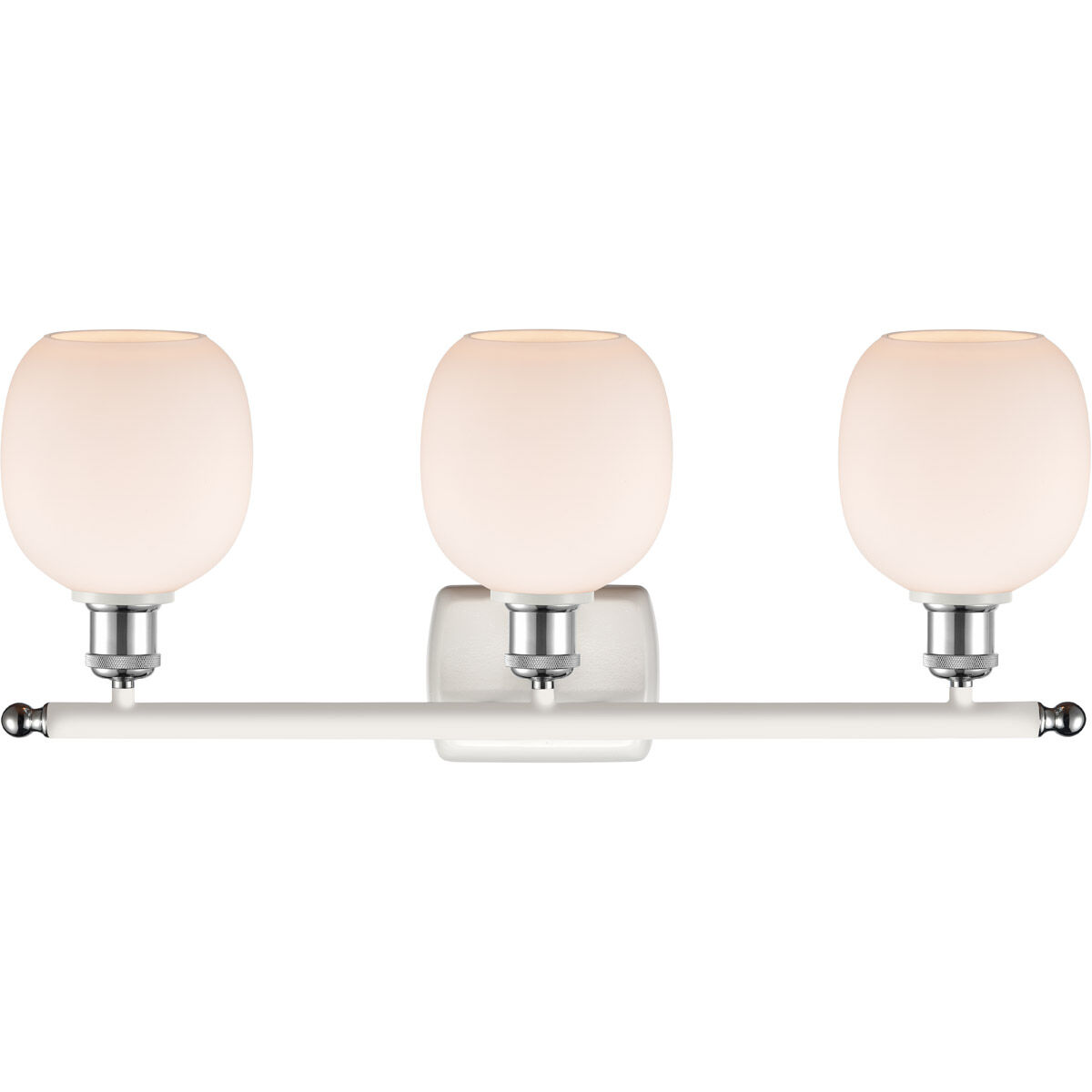 Ballston Belfast 3 Light 26 inch White and Polished Chrome Bath Vanity Light Wall Light in Matte White Glass, Ballston