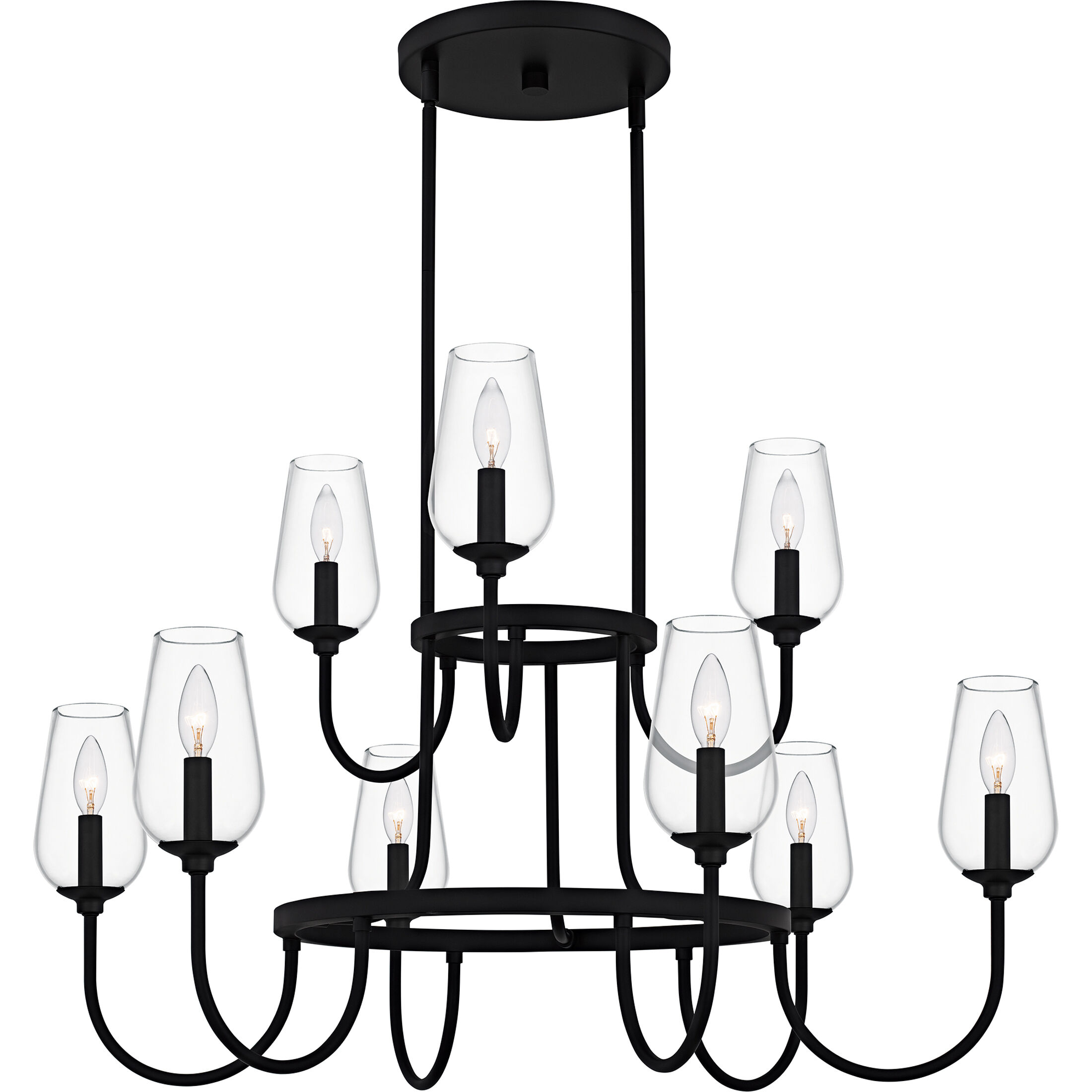 Viscount 9 Light 36 inch Matte Black Chandelier Ceiling Light