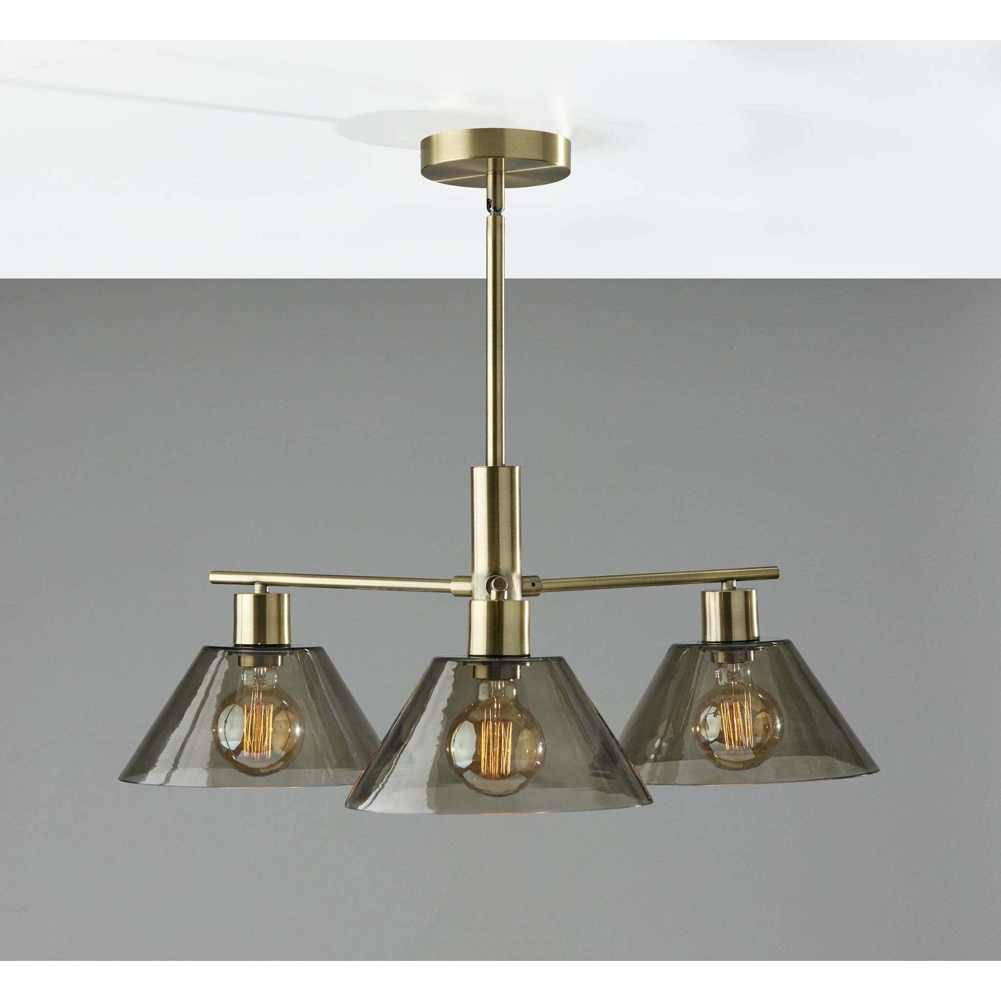 Zoe 3 Light 25.5 inch Antique Brass Chandelier Ceiling Light